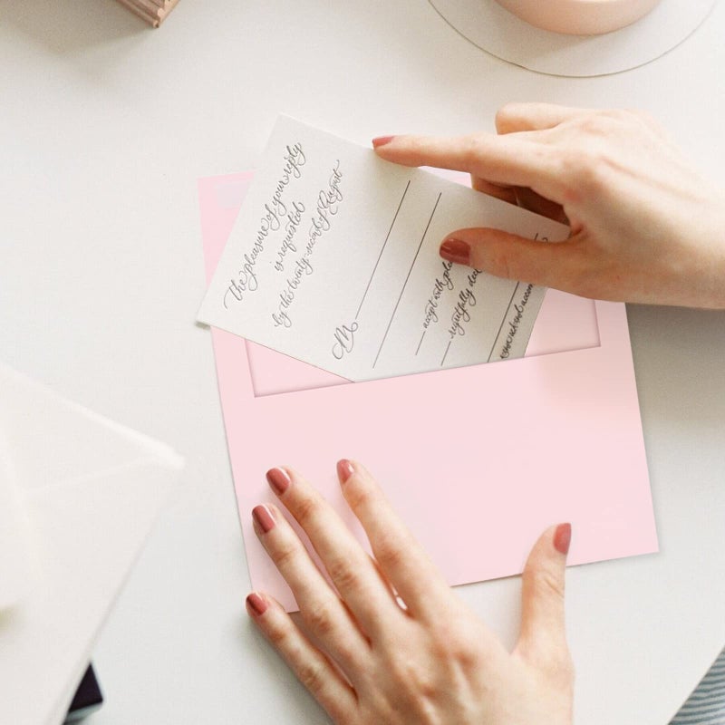 AZAZA 100 Pack A7 Pink Pastel Invitation 5x7 Envelopes - Self Seal, Square Flap,Perfect for Baby Shower, 5x7 Cards, Weddings, Birthday, Invitations, Graduation, 5.25 x 7.25 Inches (Rose Pink) - Image 5